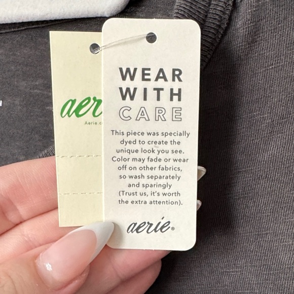 NWT Aerie “Ghosting You” Graphic Tee – Washed Black, Size M - Picture 3 of 10
